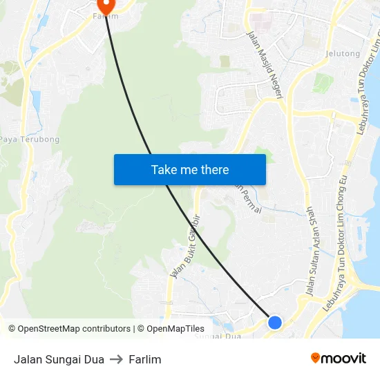 Jalan Sungai Dua to Farlim map