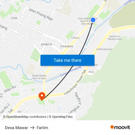 Desa Mawar to Farlim map