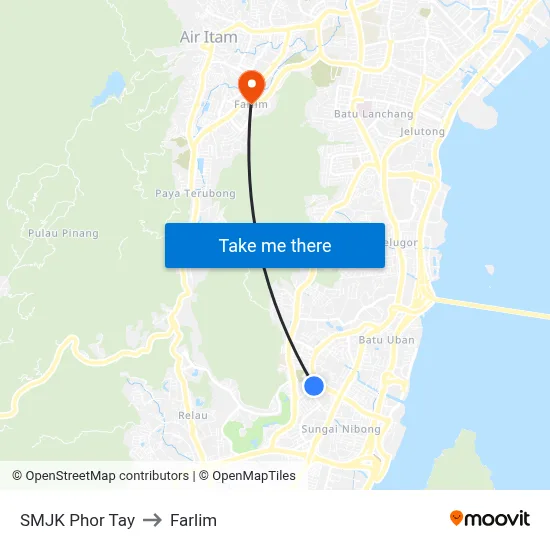 SMJK Phor Tay to Farlim map