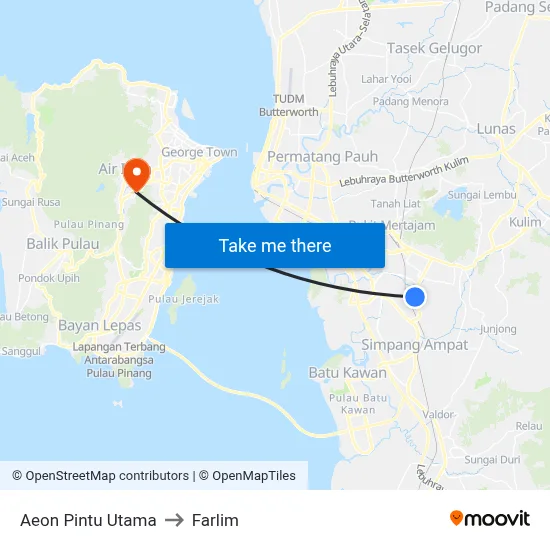 Aeon Pintu Utama to Farlim map