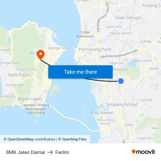 SMK Jalan Damai to Farlim map