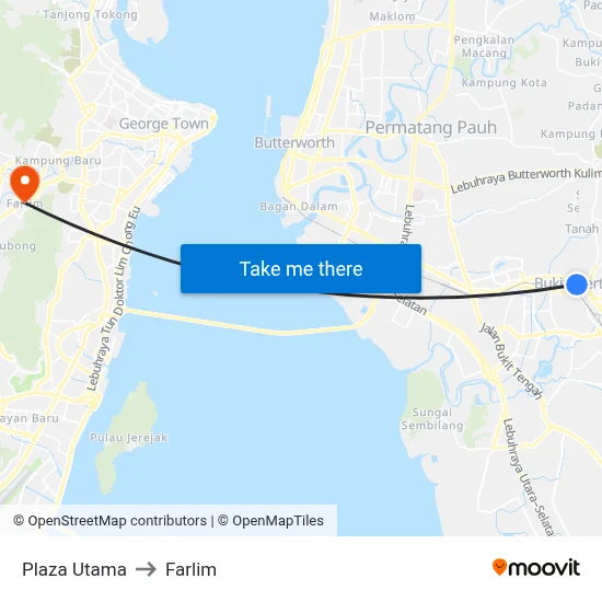 Plaza Utama to Farlim map