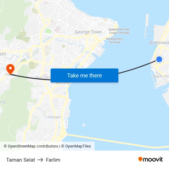 Taman Selat to Farlim map