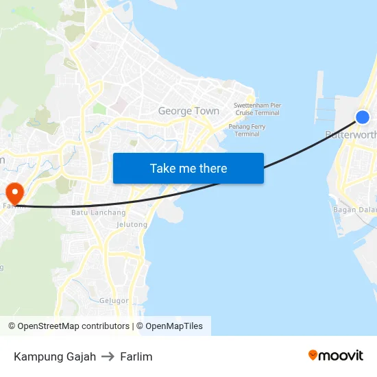 Kampung Gajah to Farlim map