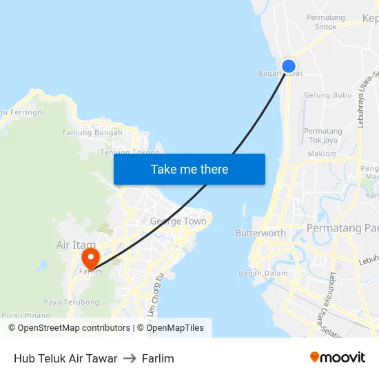 Hub Teluk Air Tawar to Farlim map