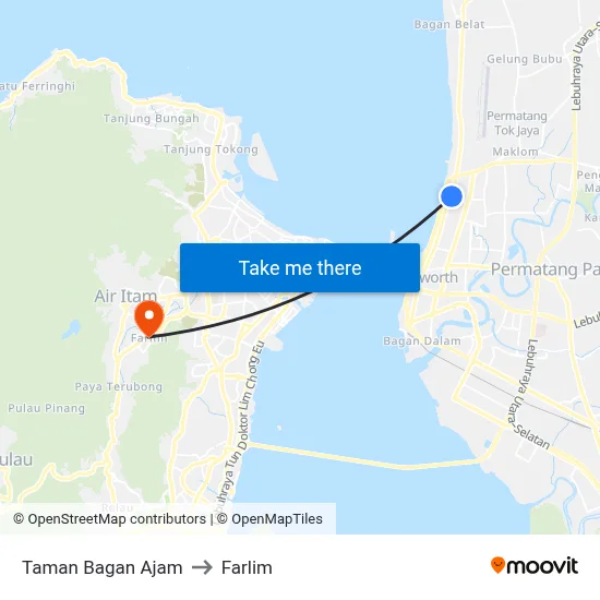 Taman Bagan Ajam to Farlim map