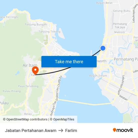 Jabatan Pertahanan Awam to Farlim map
