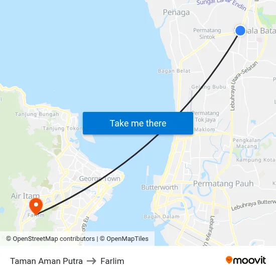 Taman Aman Putra to Farlim map