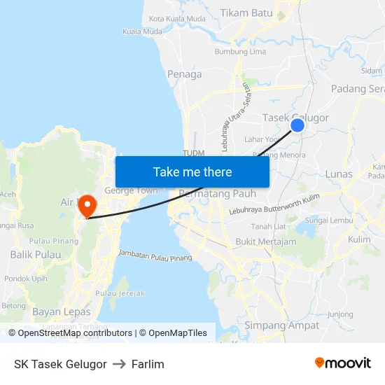 SK Tasek Gelugor to Farlim map