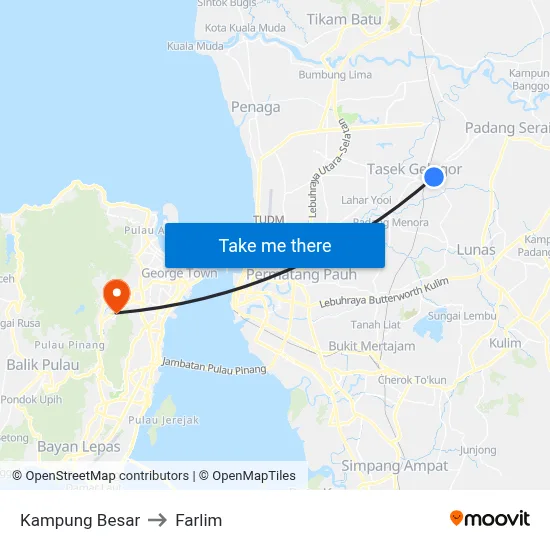 Kampung Besar to Farlim map