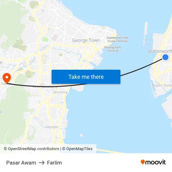 Pasar Awam to Farlim map