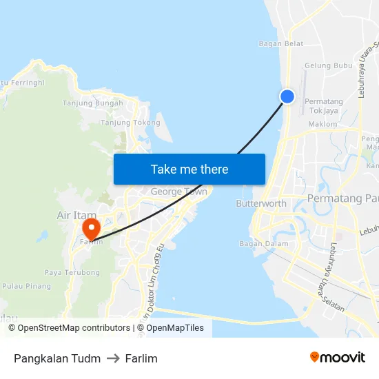 Pangkalan Tudm to Farlim map