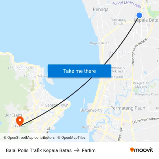 Balai Polis Trafik Kepala Batas to Farlim map