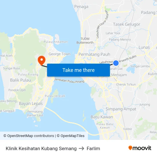 Klinik Kesihatan Kubang Semang to Farlim map