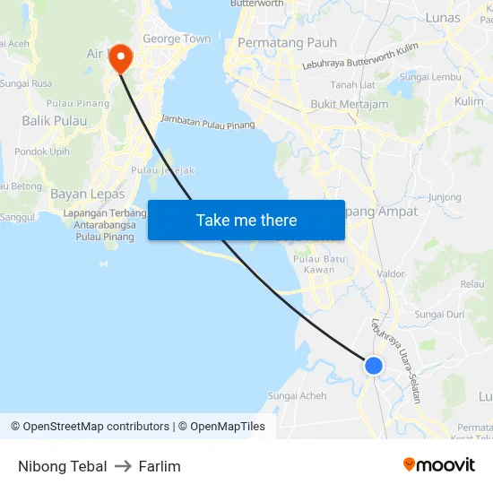 Nibong Tebal to Farlim map