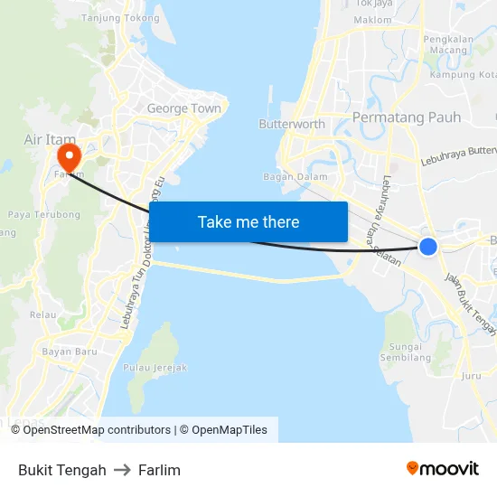 Bukit Tengah to Farlim map