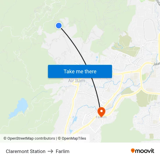 Claremont Station to Farlim map