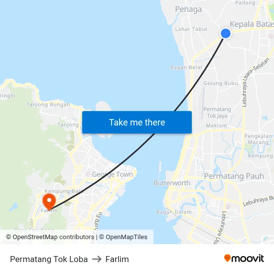 Permatang Tok Loba to Farlim map