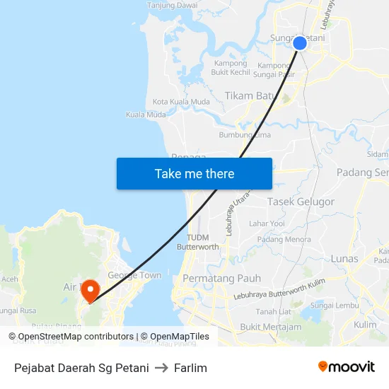 Pejabat Daerah Sg Petani to Farlim map