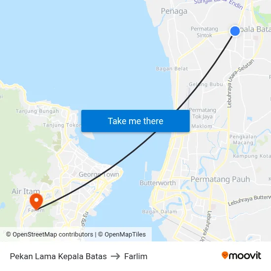 Pekan Lama Kepala Batas to Farlim map