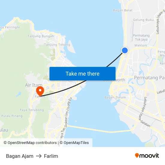 Bagan Ajam to Farlim map