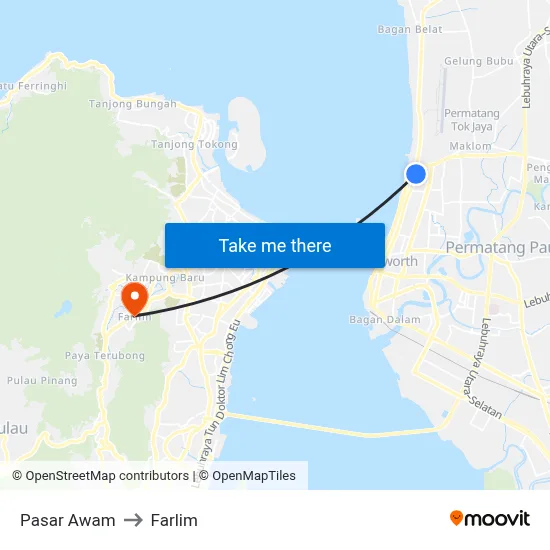 Pasar Awam to Farlim map
