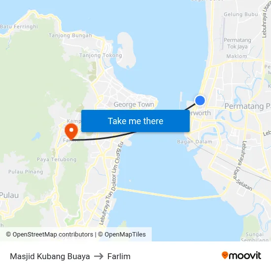Masjid Kubang Buaya to Farlim map