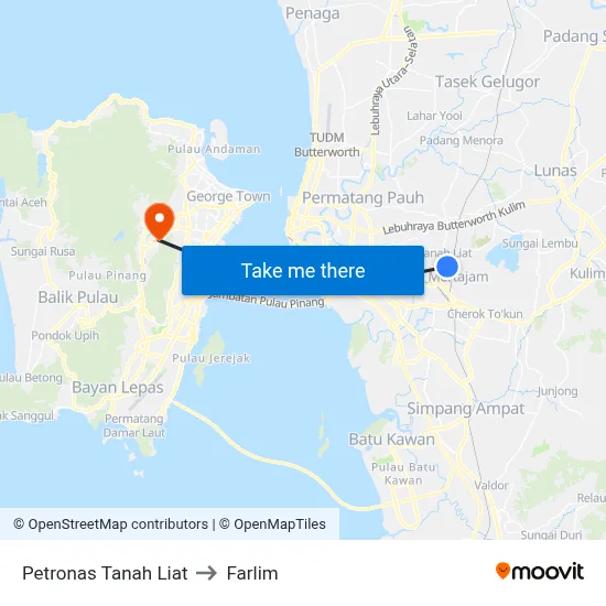 Petronas Tanah Liat to Farlim map