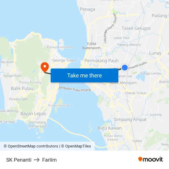SK Penanti to Farlim map