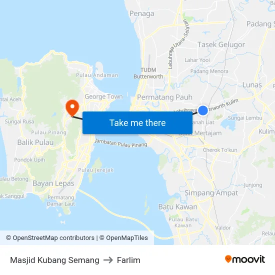Masjid Kubang Semang to Farlim map