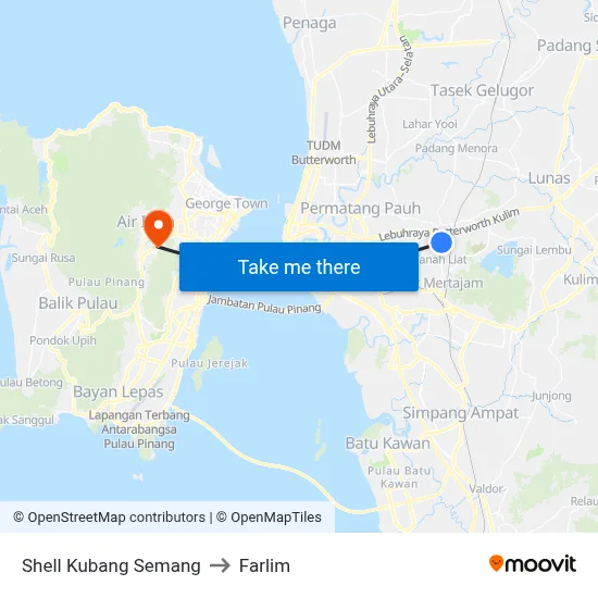 Shell Kubang Semang to Farlim map