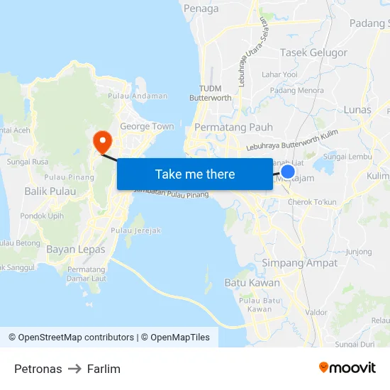Petronas to Farlim map