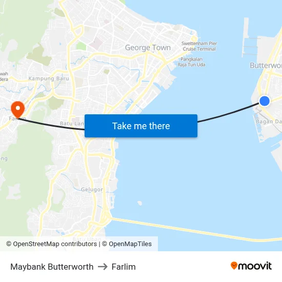 Maybank Butterworth to Farlim map