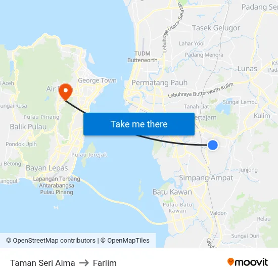 Taman Seri Alma to Farlim map