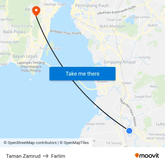 Taman Zamrud to Farlim map