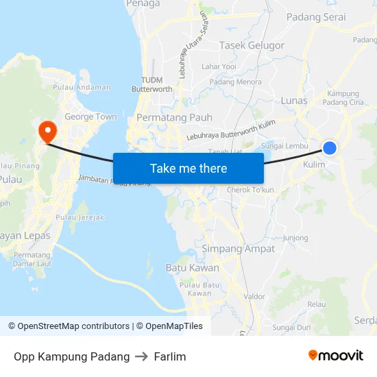 Opp Kampung Padang to Farlim map