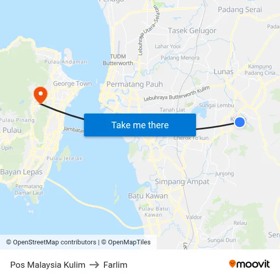 Pos Malaysia Kulim to Farlim map