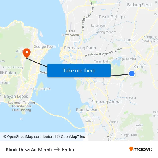 Klinik Desa Air Merah to Farlim map