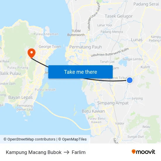 Kampung Macang Bubok to Farlim map