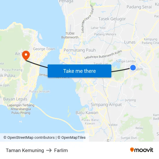 Taman Kemuning to Farlim map