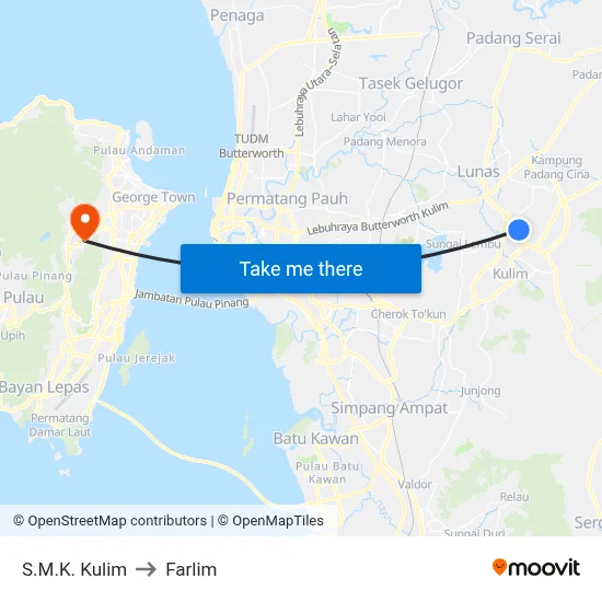 S.M.K. Kulim to Farlim map