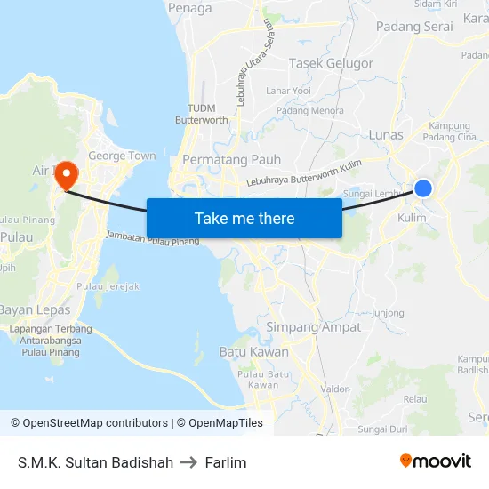 S.M.K. Sultan Badishah to Farlim map