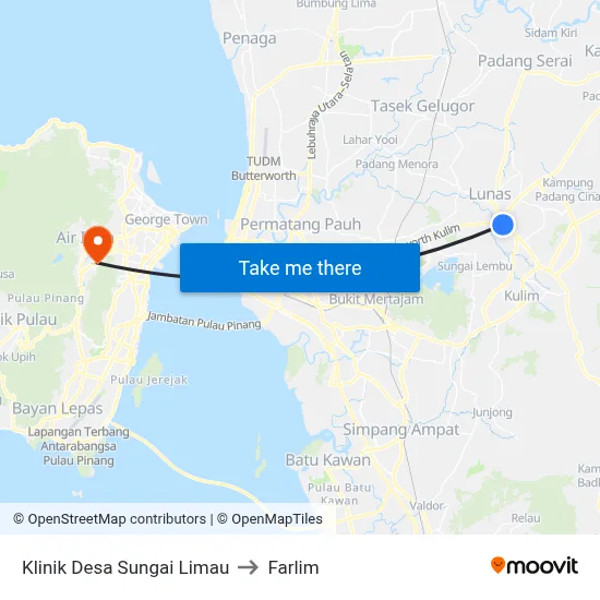 Klinik Desa Sungai Limau to Farlim map