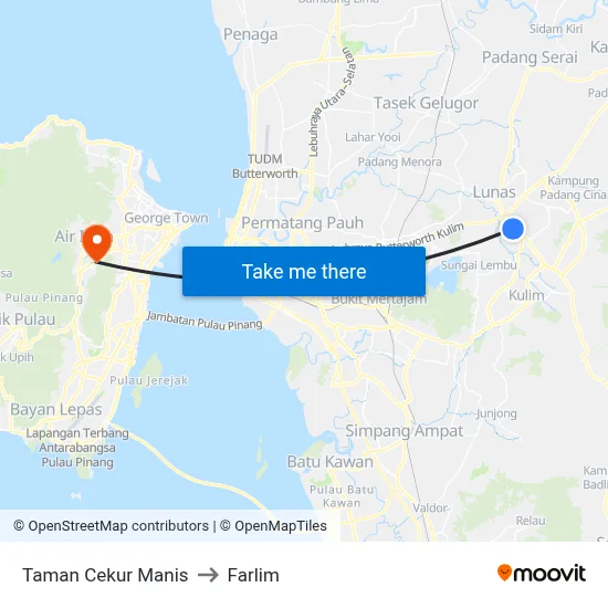 Taman Cekur Manis to Farlim map