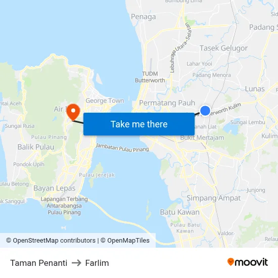 Taman Penanti to Farlim map