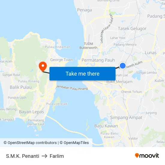 S.M.K. Penanti to Farlim map