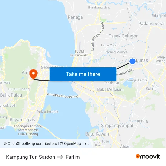 Kampung Tun Sardon to Farlim map