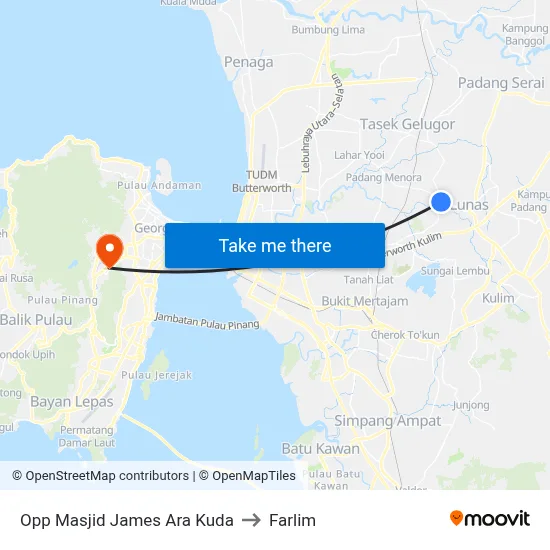 Opp Masjid James Ara Kuda to Farlim map