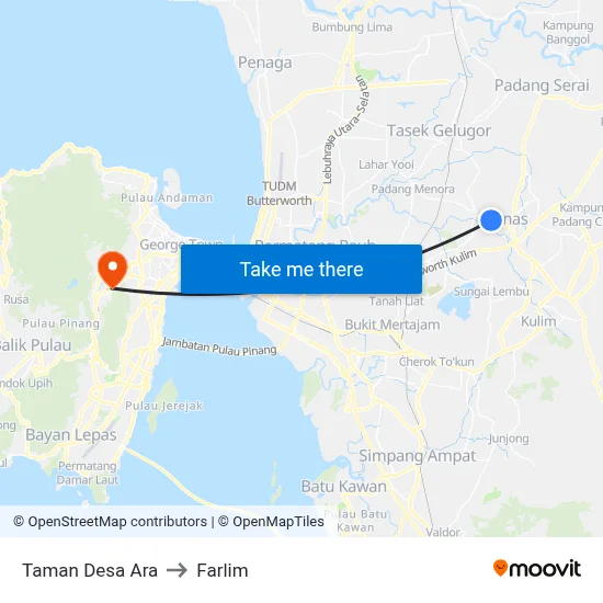 Taman Desa Ara to Farlim map