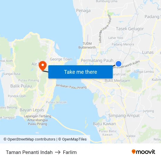 Taman Penanti Indah to Farlim map